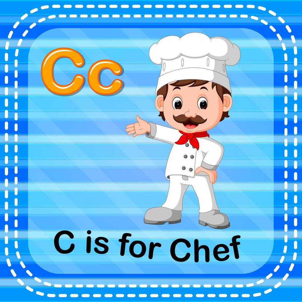 flashcard letra c es para chef vector