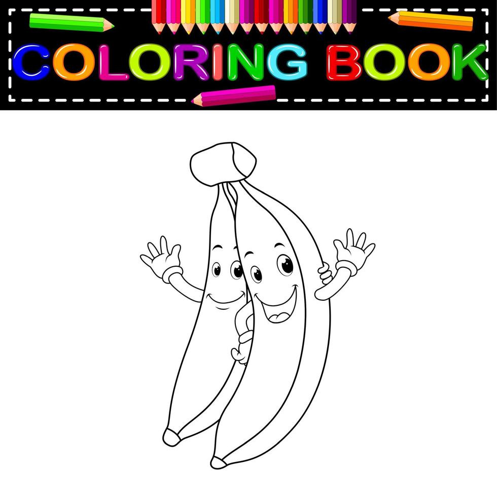 Libro para colorear plátanos con cara vector