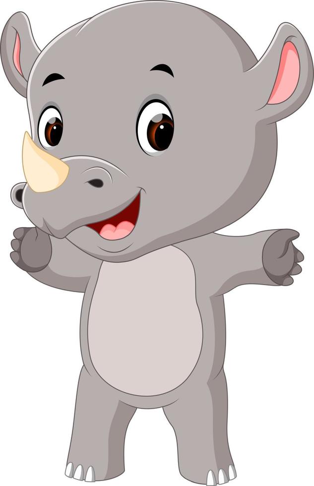 cute happy rhino cartoon vector