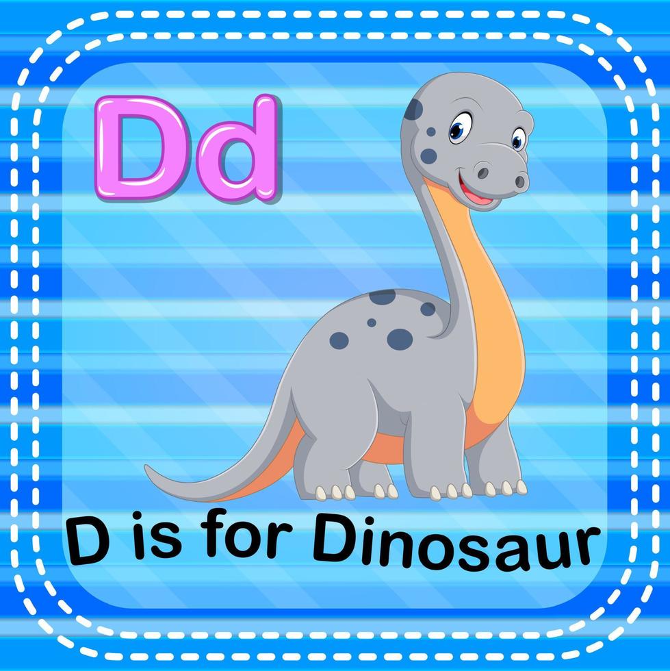 flashcard letra d es para dinosaurio vector