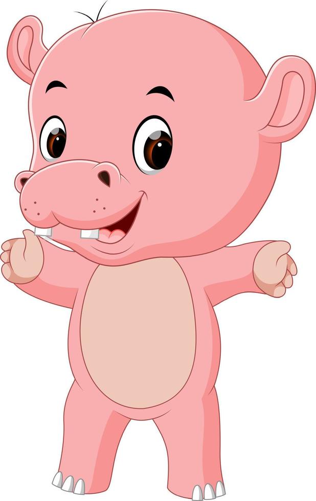 cute baby hippo vector