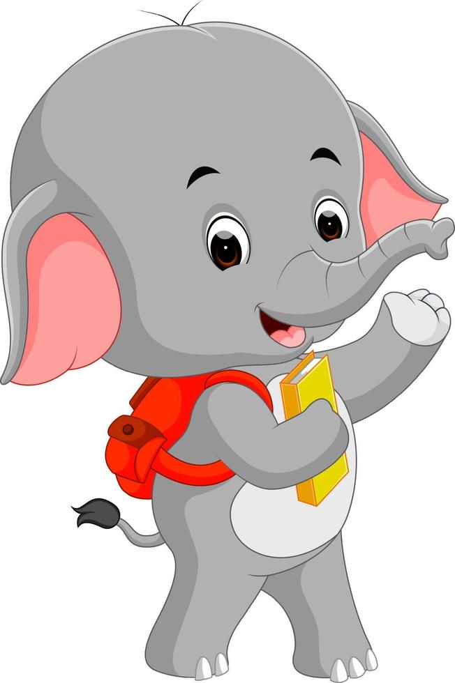 cute elephant with backpack vector