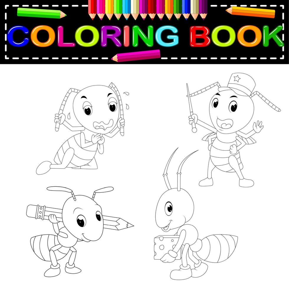 ant coloring book vector