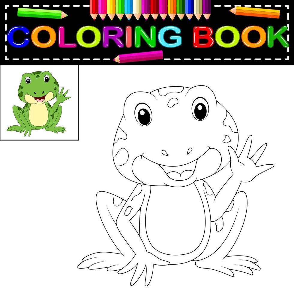 frog coloring book vector