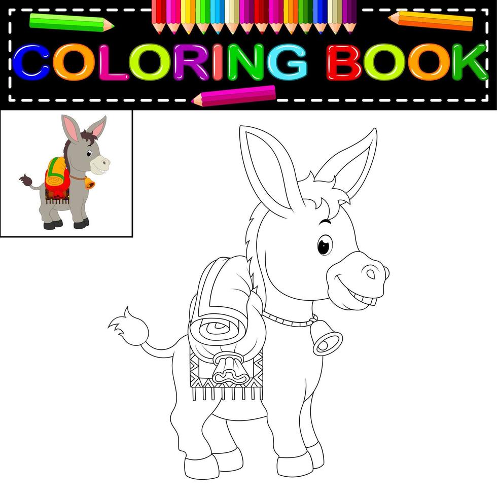 libro para colorear burro vector