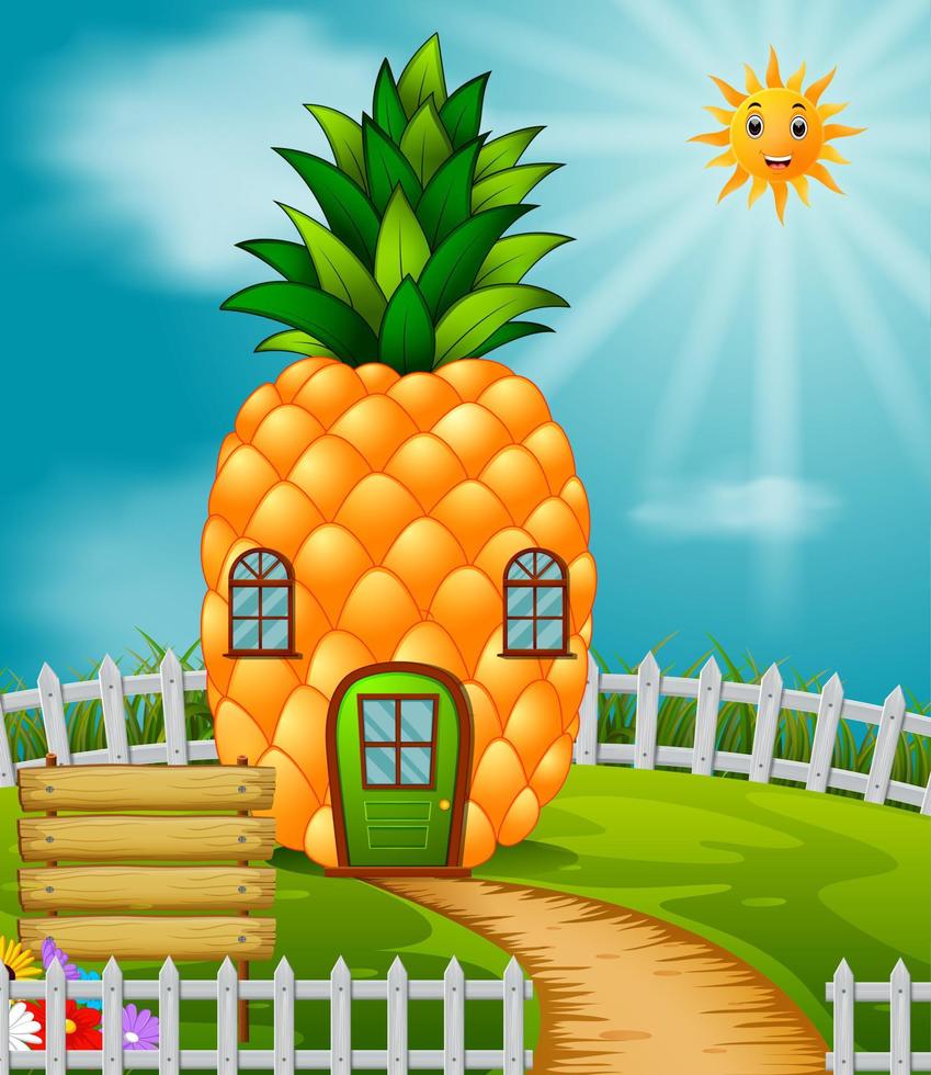 casa de piña en el jardín vector