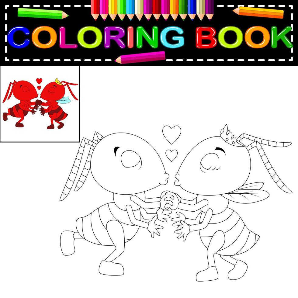 ant coloring book vector