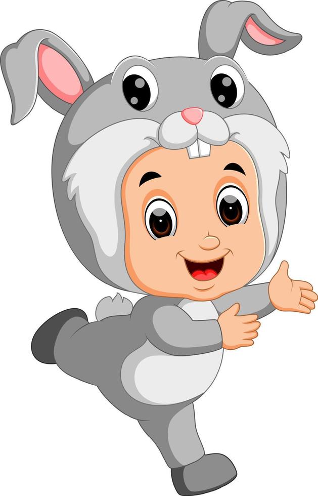 Cute kids cartoon wearing bunny costume vector