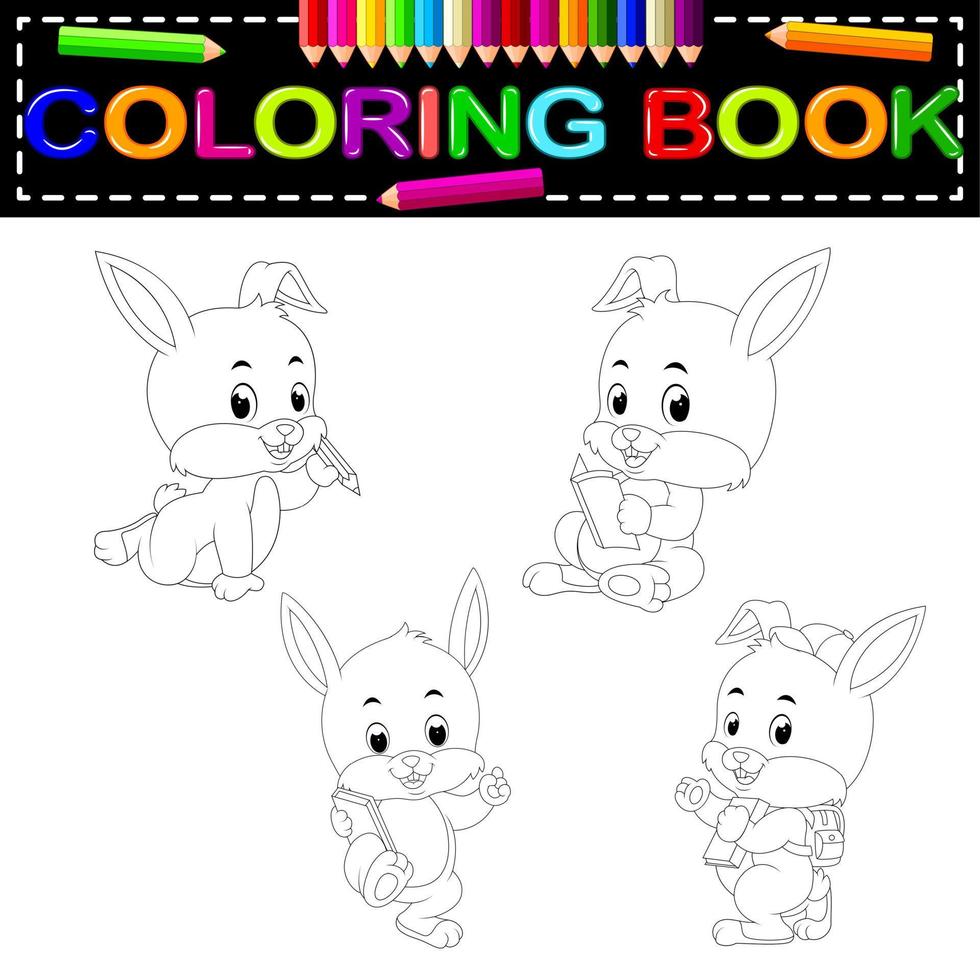 libro para colorear conejo vector