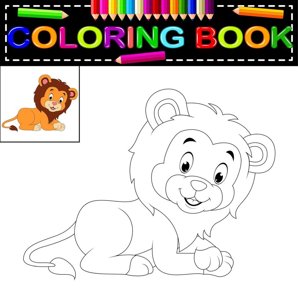 libro para colorear león vector