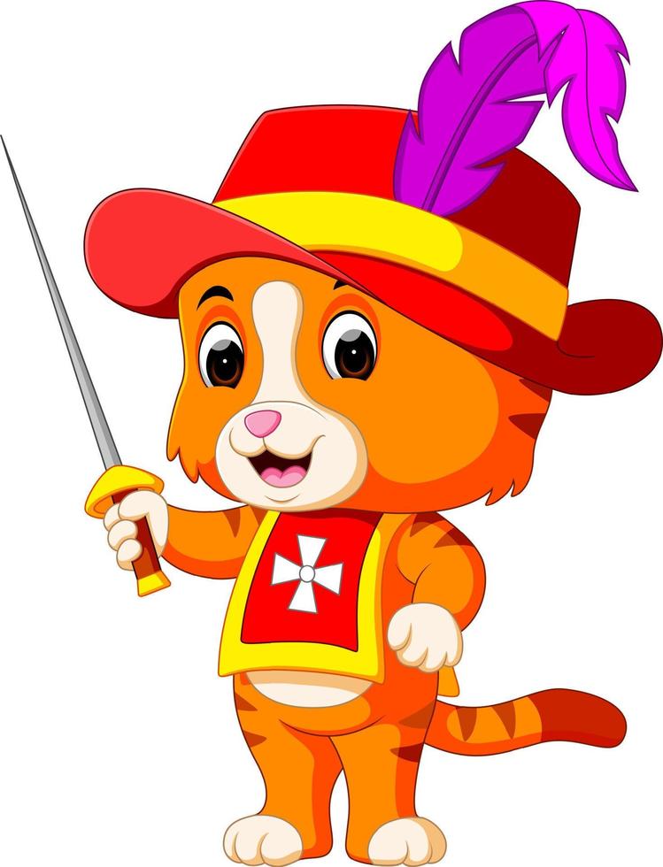 kitten musketeer with sword vector