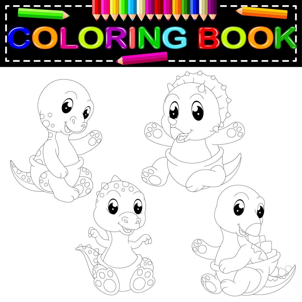 dinosaur coloring book vector