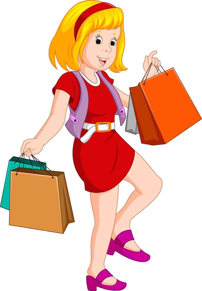 women with shopping bags vector