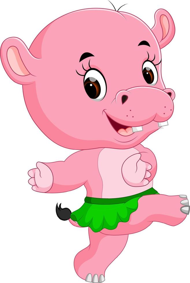 cute hippo dancing vector