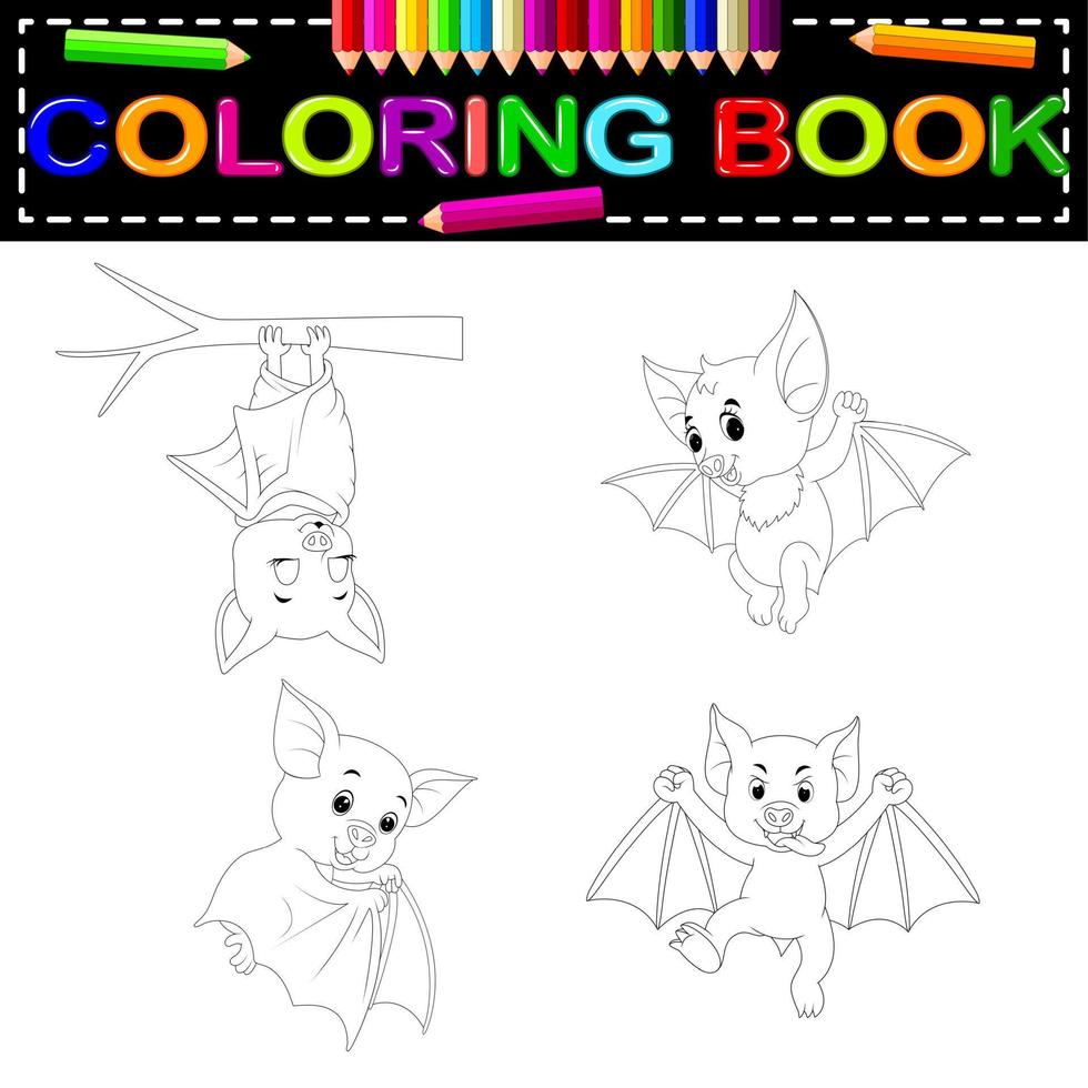 bat coloring book vector