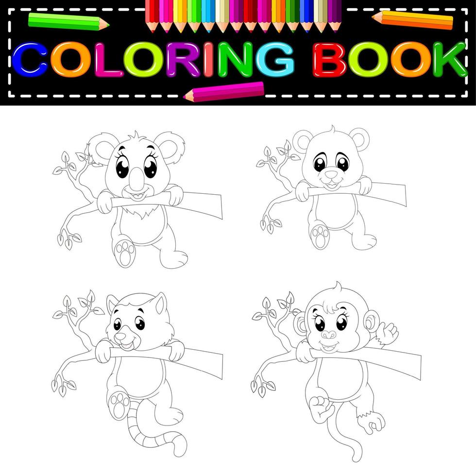 wild animal coloring book vector
