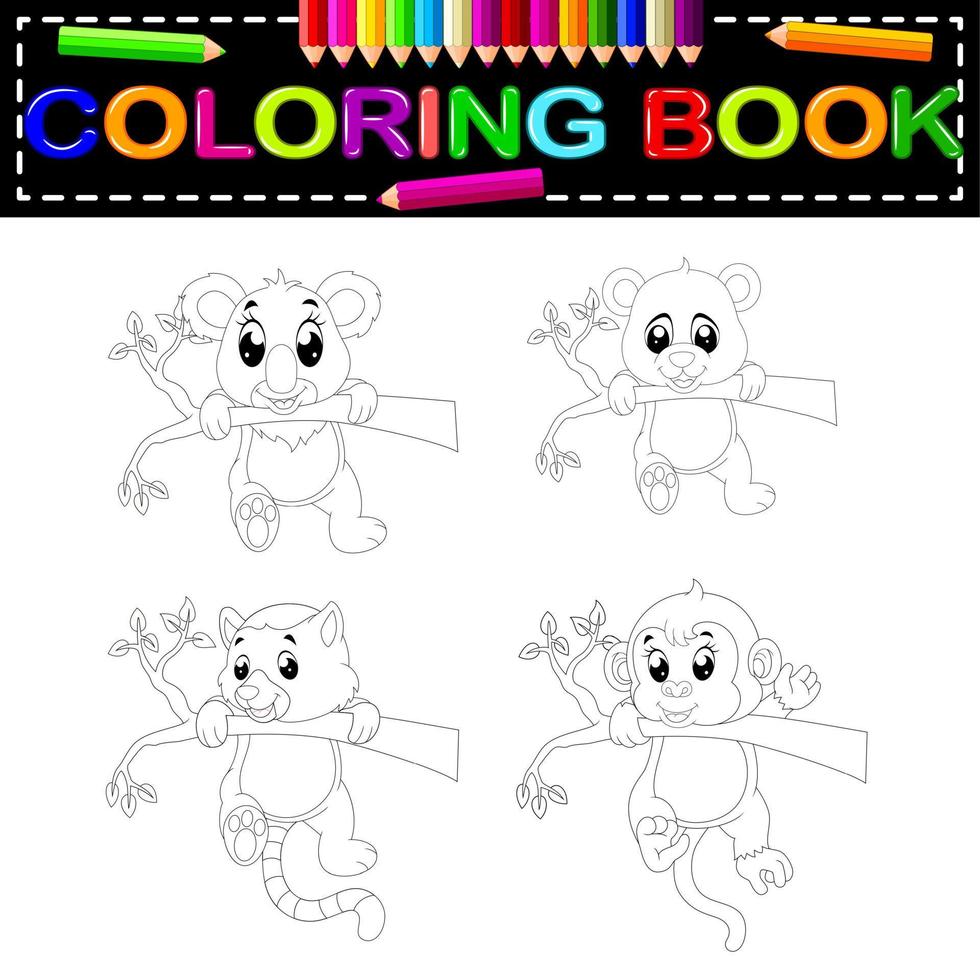 libro para colorear de animales salvajes vector