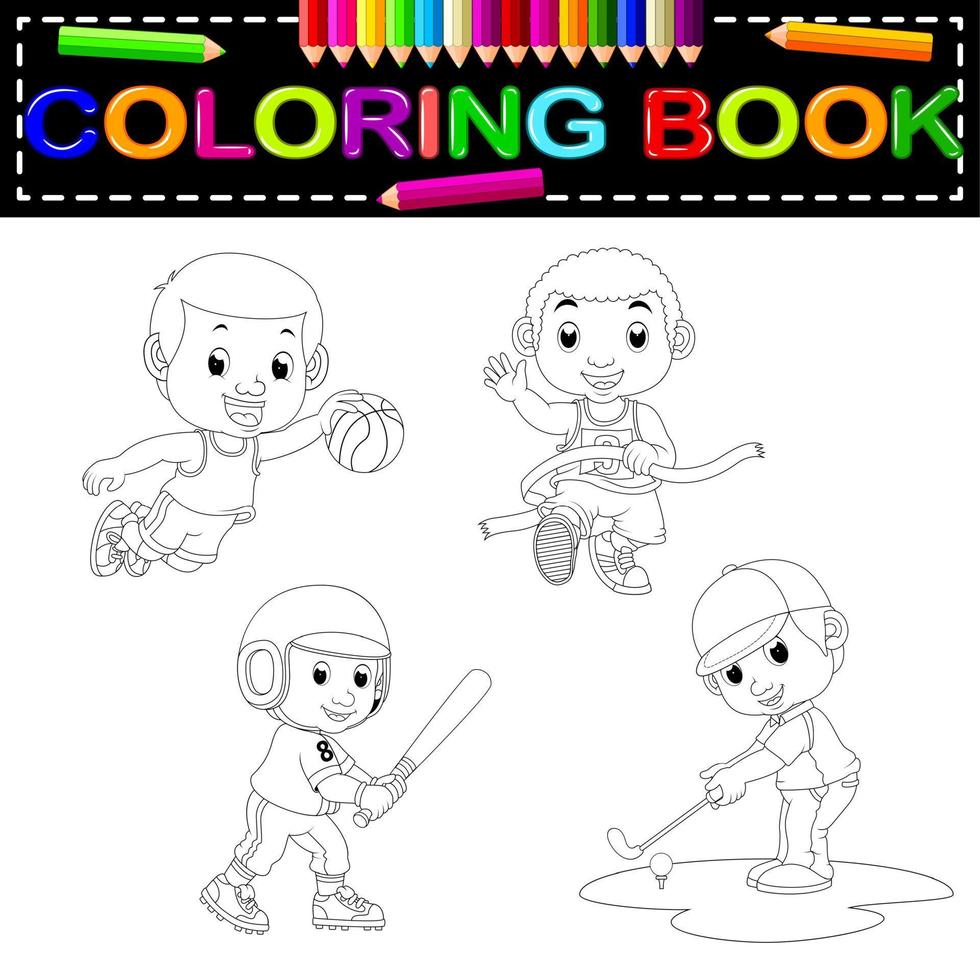 libro para colorear de deporte vector