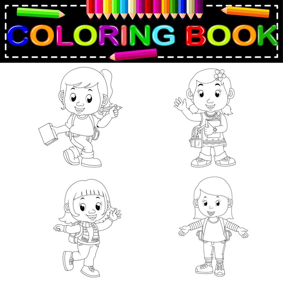 kids school coloring book vector