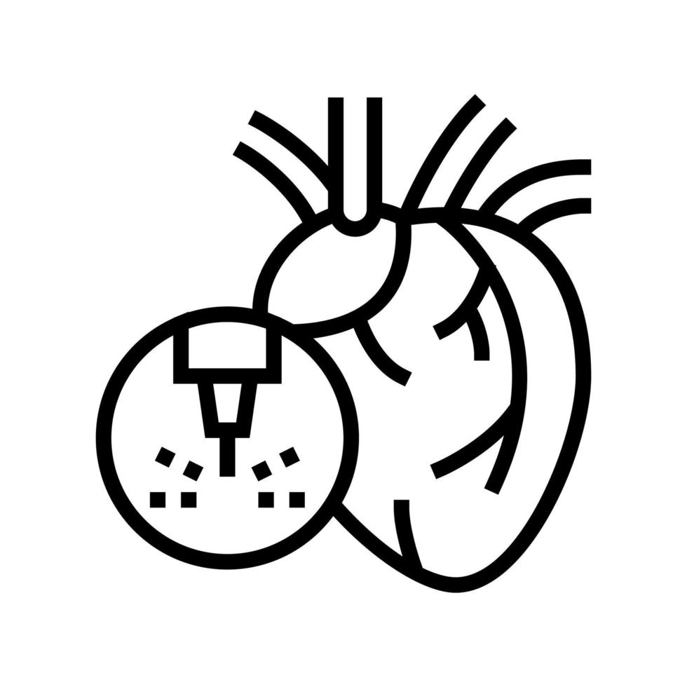 corazón tratamiento médico láser línea icono vector ilustración