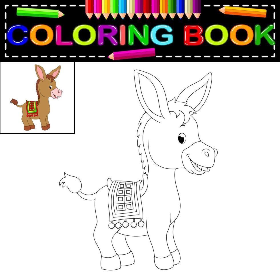 libro para colorear burro vector