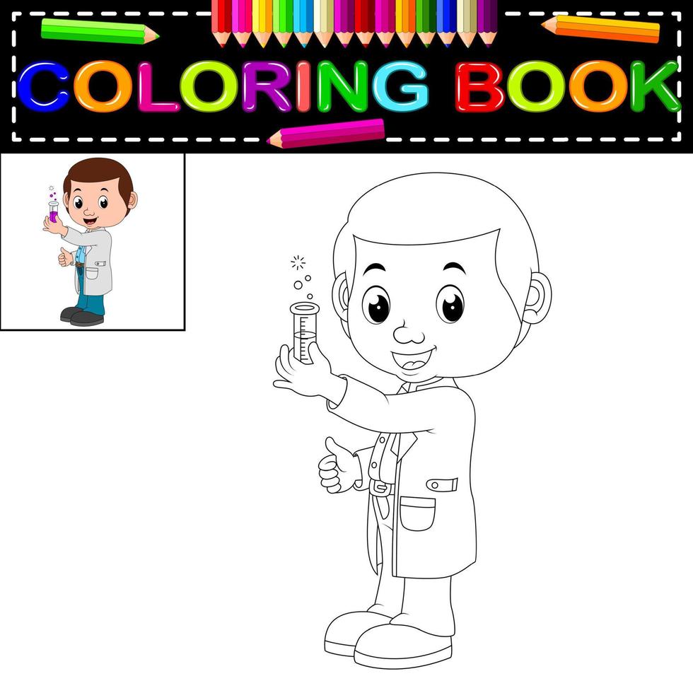 scientist coloring book vector