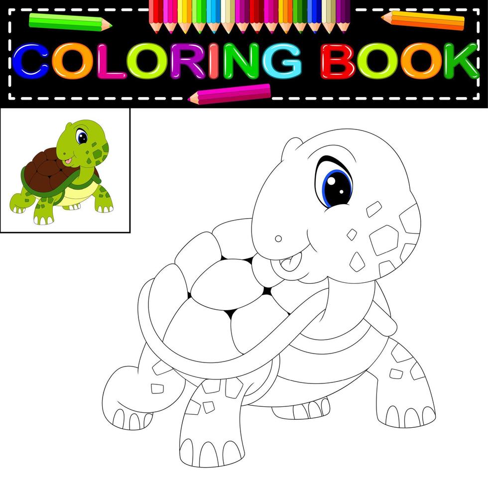 libro para colorear tortuga vector