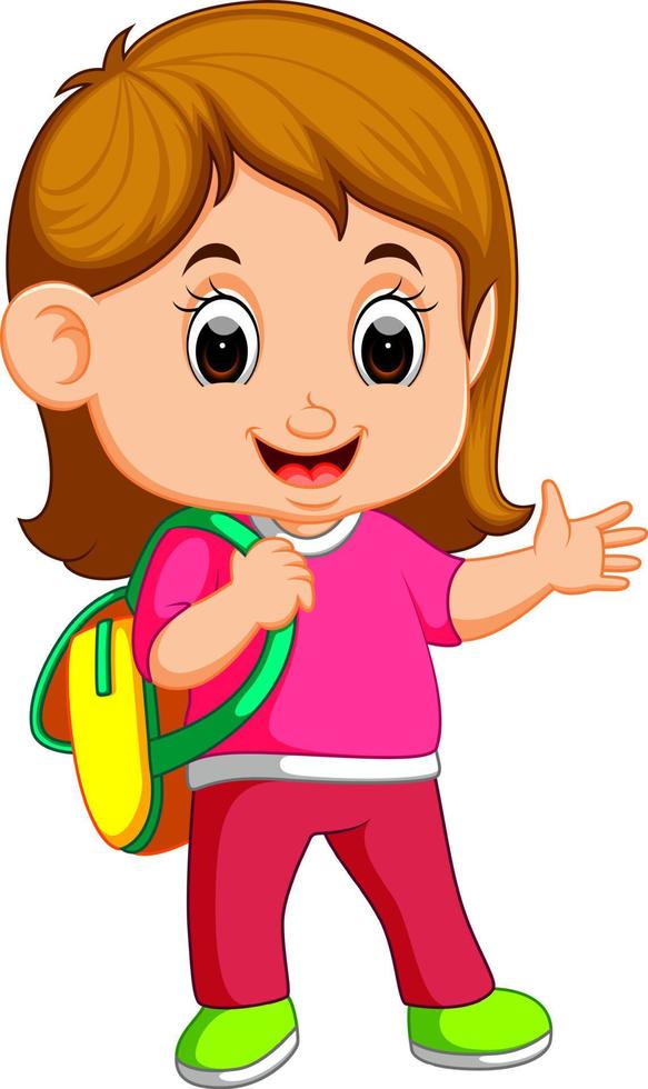 School girl cartoon walking vector