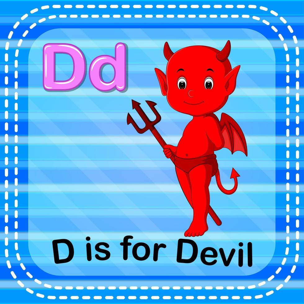 Flashcard letter D is for devil vector