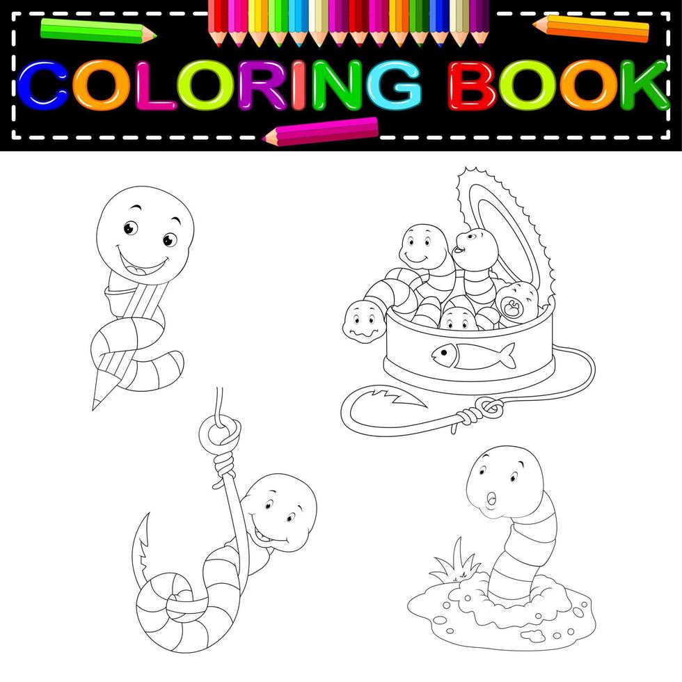 worm coloring book vector