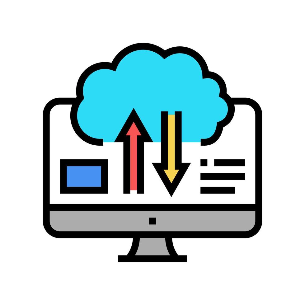 download and upload from cloud digital processing color icon vector illustration