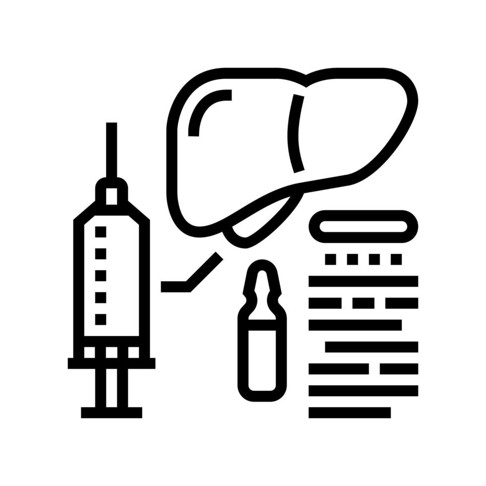 vaccination liver line icon vector illustration
