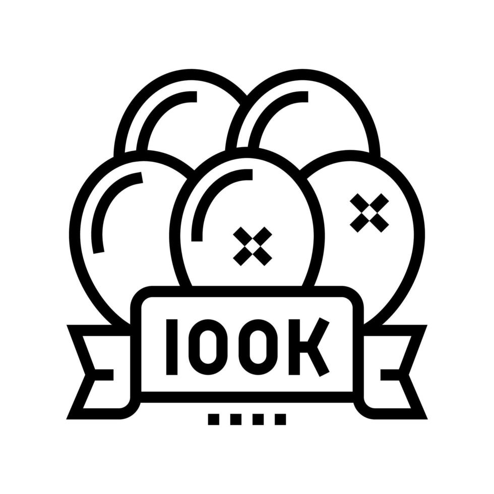 100k party celebration balloons line icon vector illustration