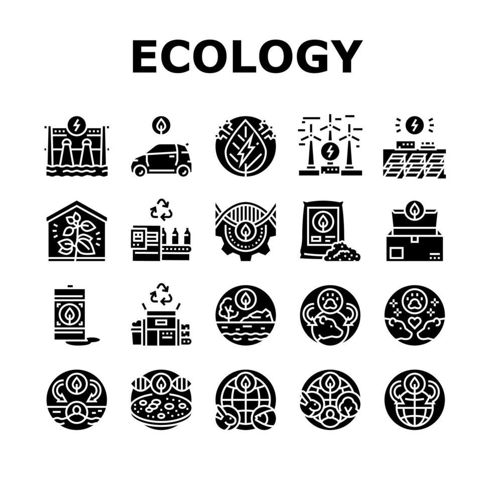 Ecology Protective Technology Icons Set Vector