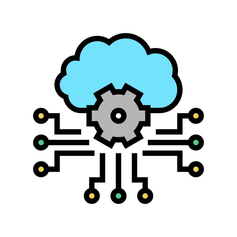 cloud storaging and working color icon vector illustration