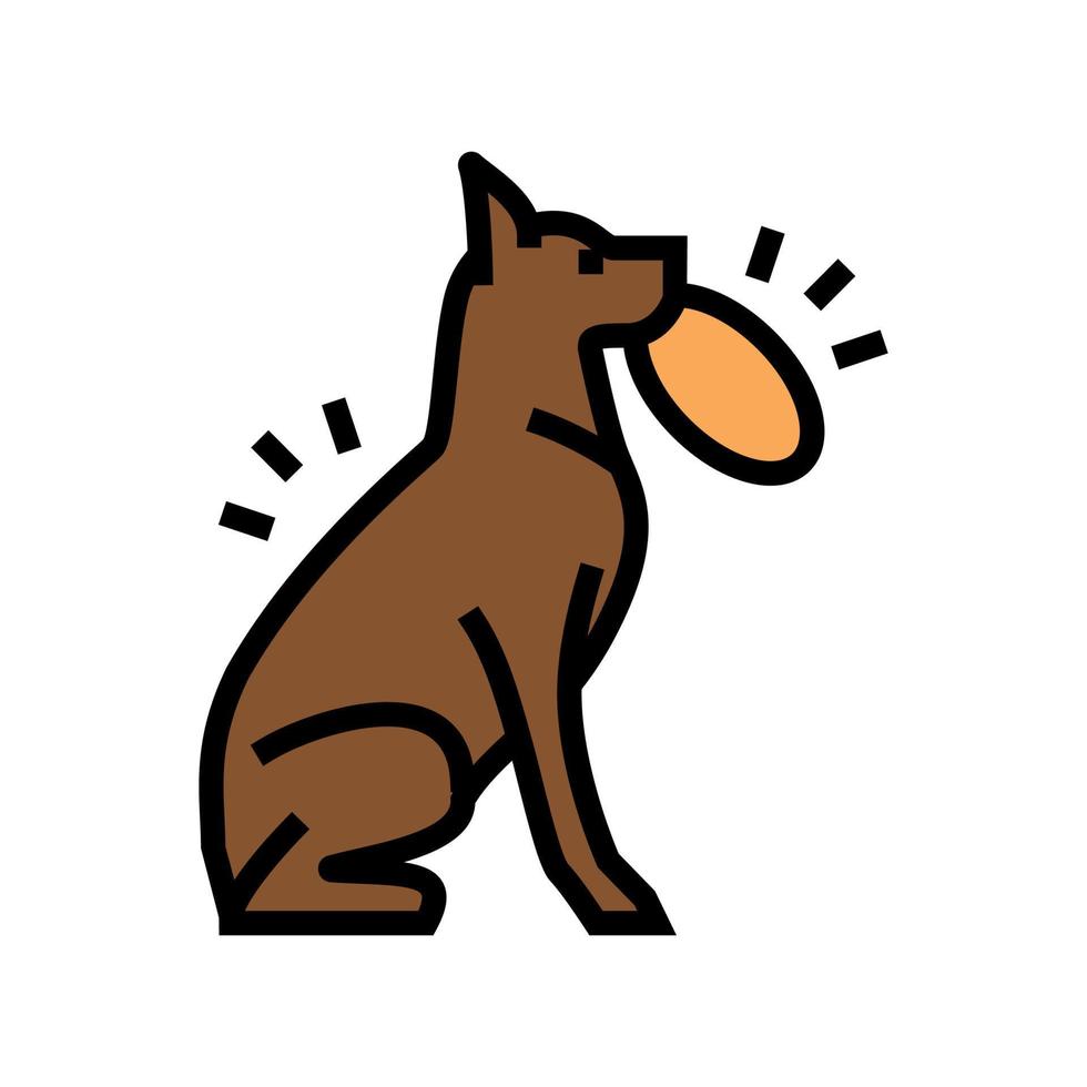 playing with stick, ball, disc dog color icon vector illustration