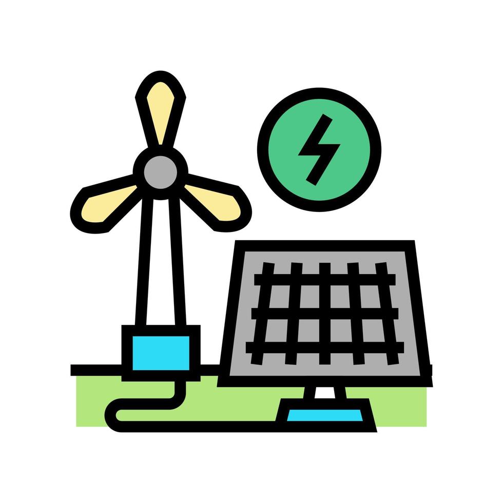 solar panel energy saving color icon vector illustration
