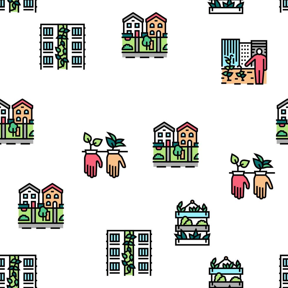 Urban Gardening Eco Vector Seamless Pattern