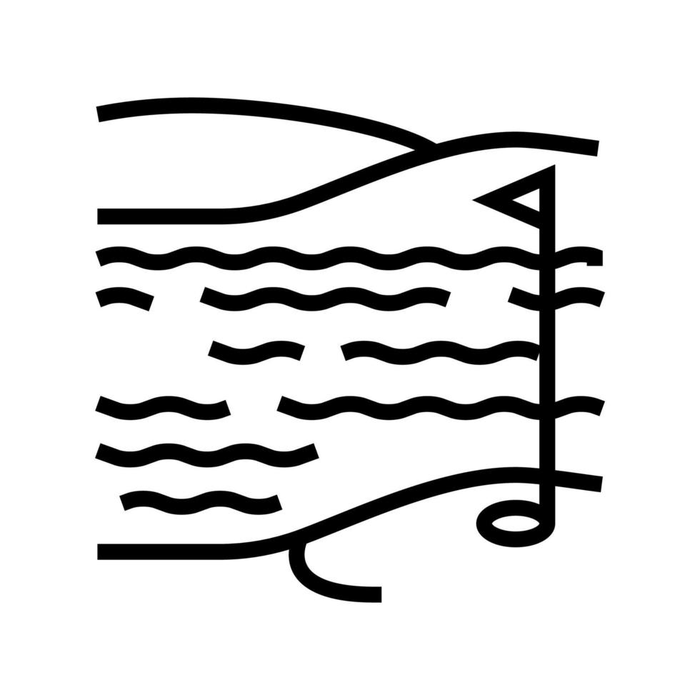 lake and field golf playground line icon vector illustration