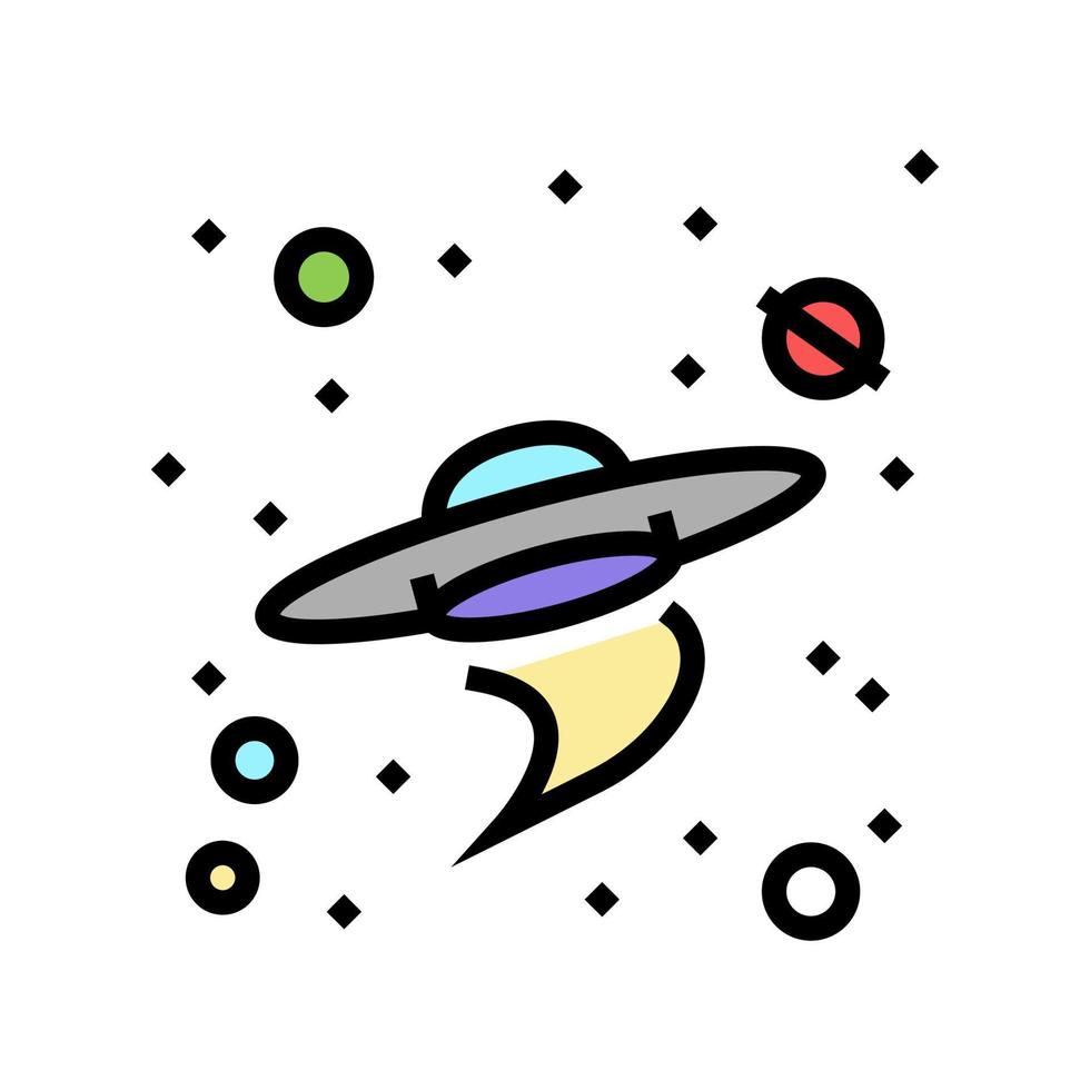 flying saucer alien in galaxy color icon vector illustration