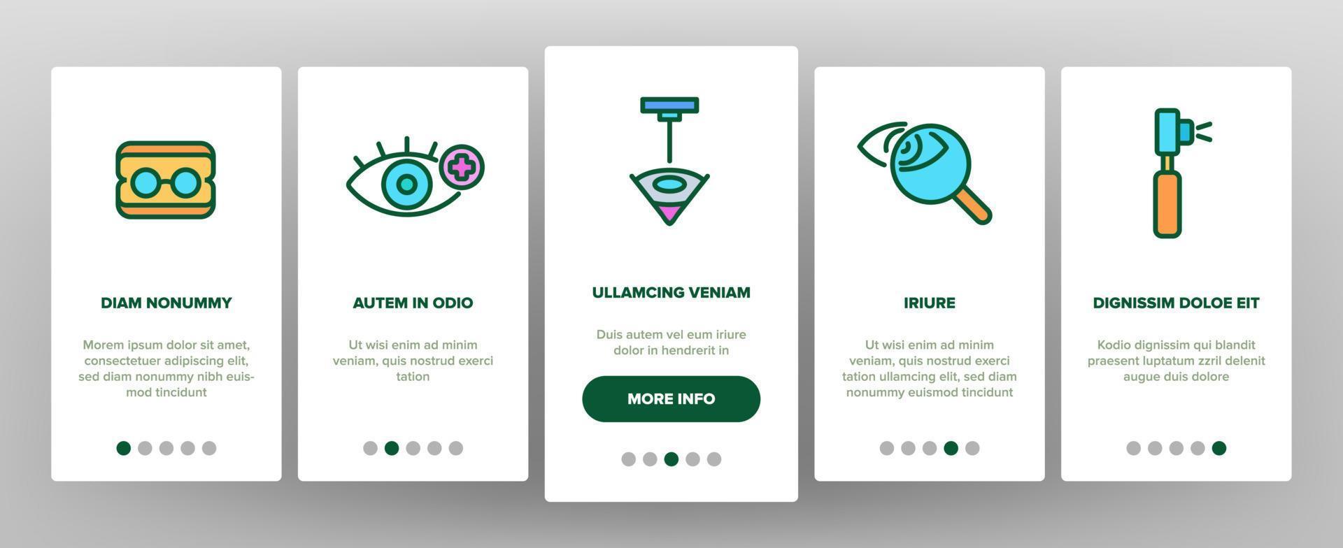 Optometry Eye Health Onboarding Icons Set Vector