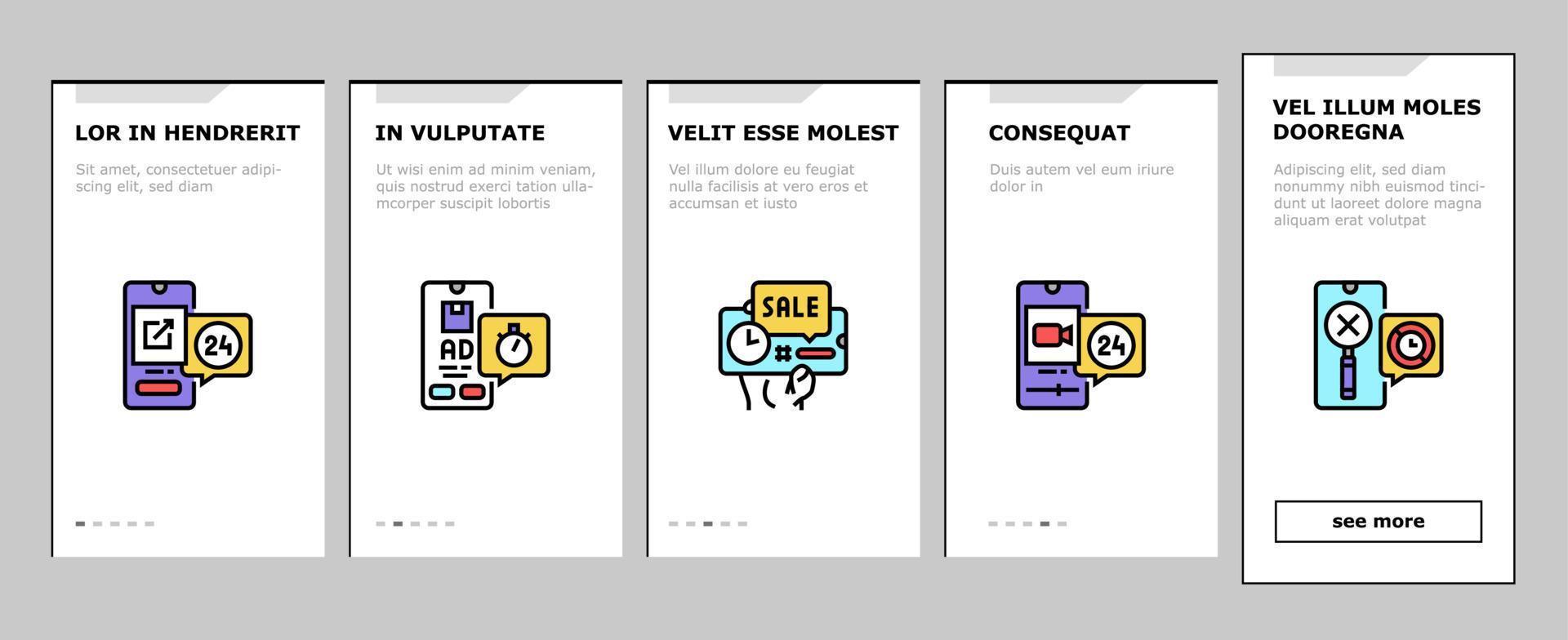 Ephemeral Content Onboarding Icons Set Vector