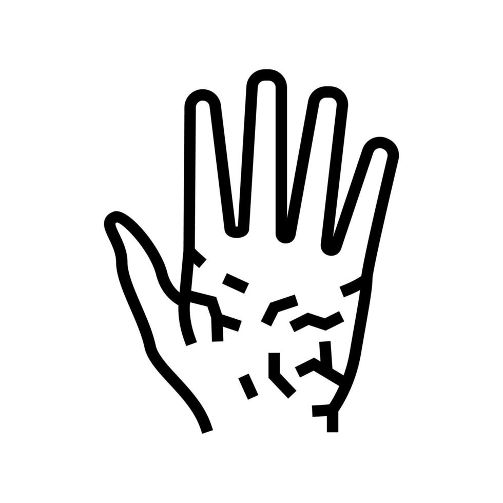 palmas piel seca línea icono vector ilustración
