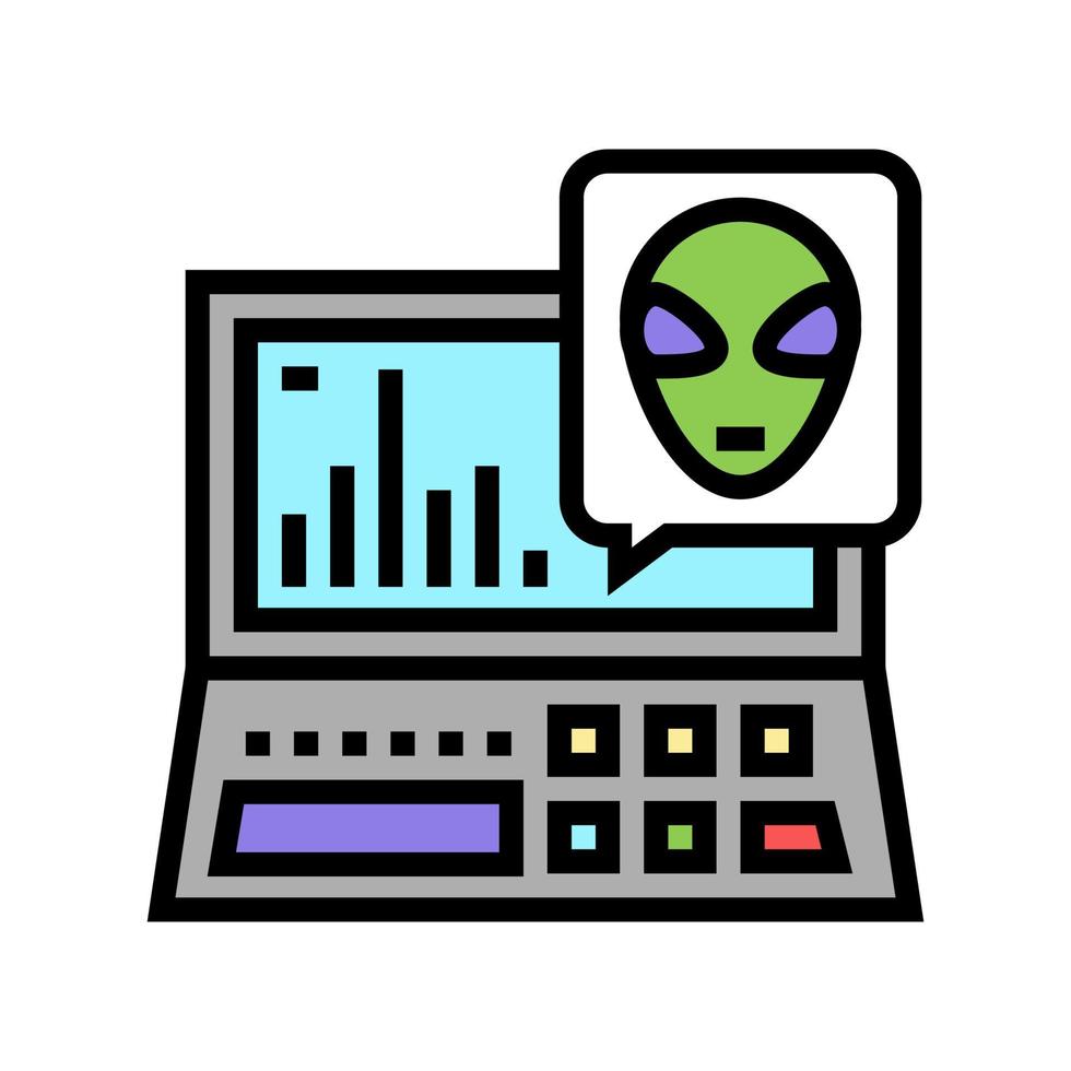 alien space laptop color icon vector illustration