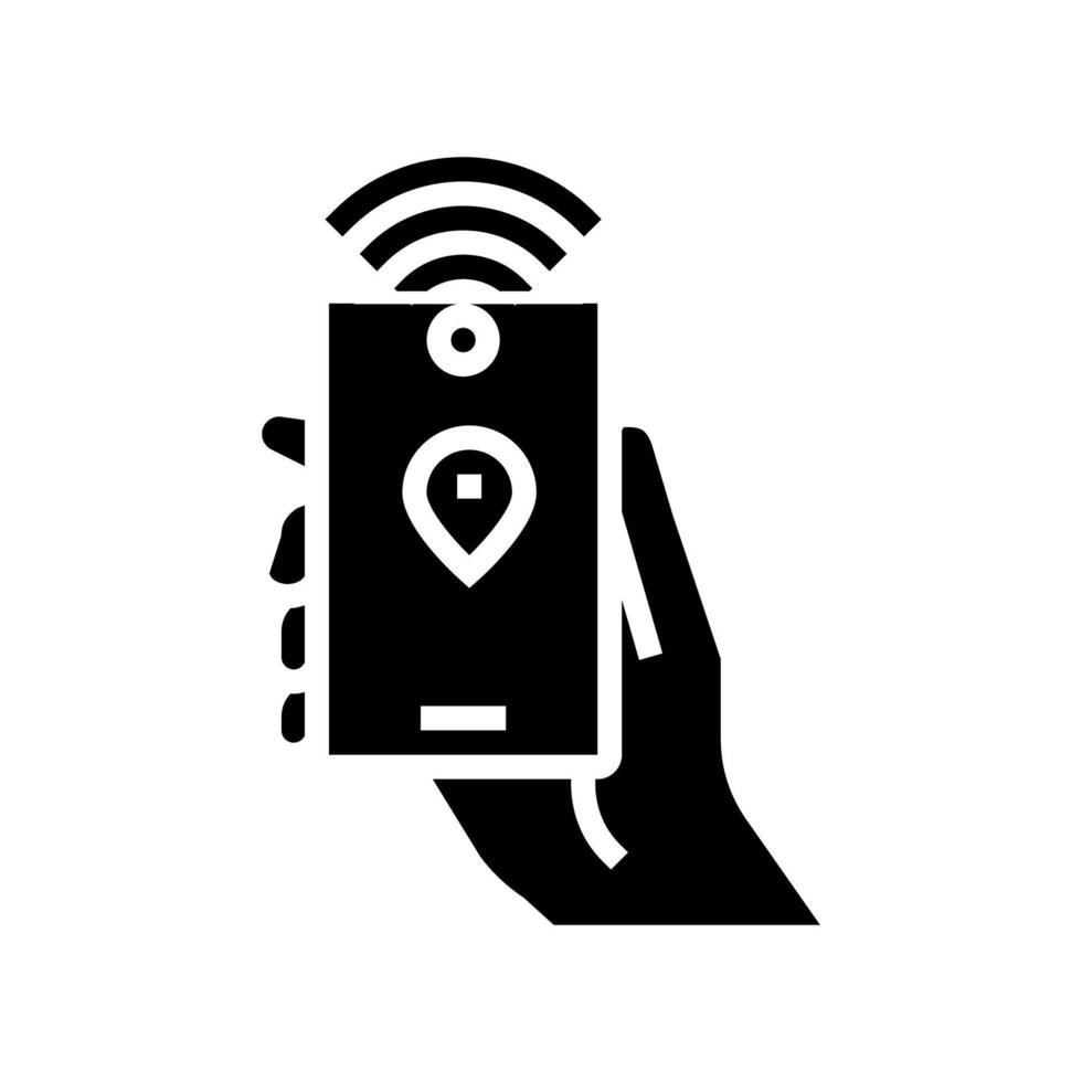 smartphone with rfid nfc technology glyph icon vector illustration