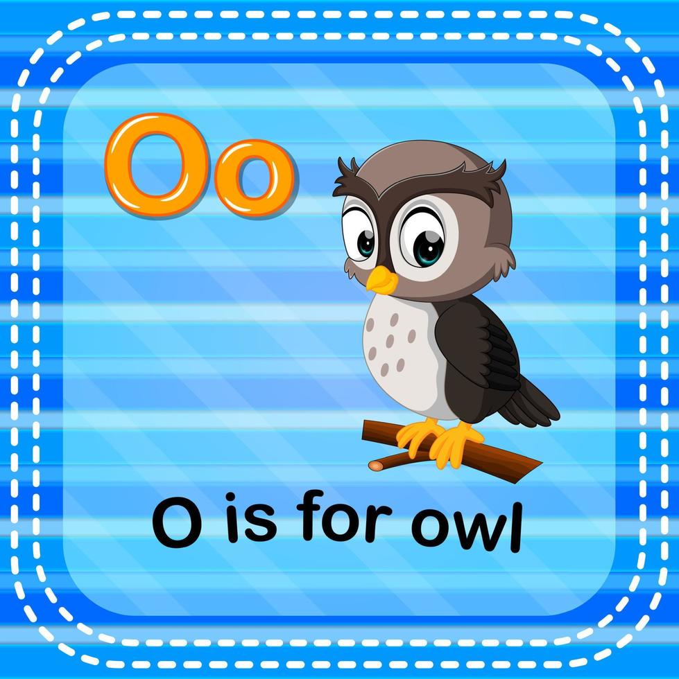 Flashcard letter O is for owl vector