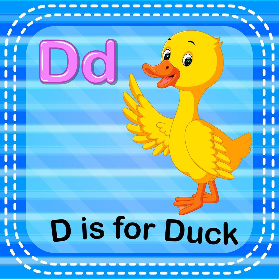 Flashcard letter D is for duck vector