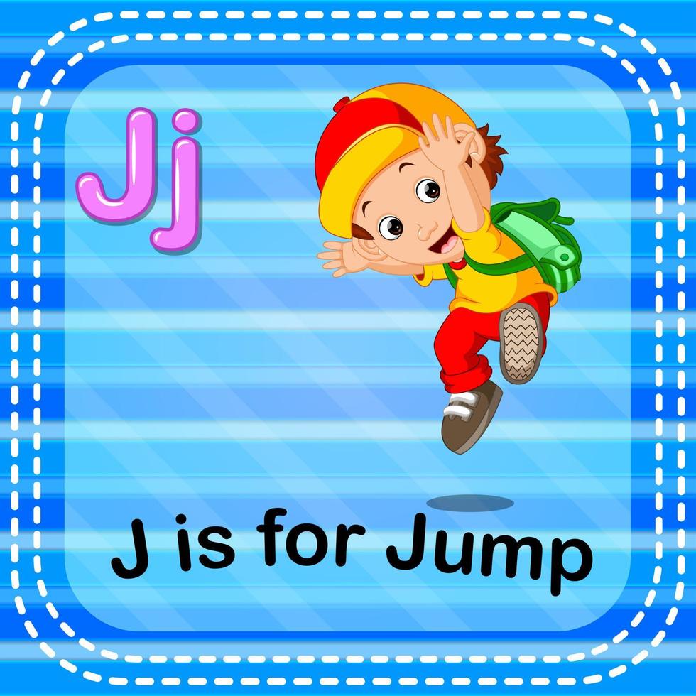 Flashcard letter J is for jump vector