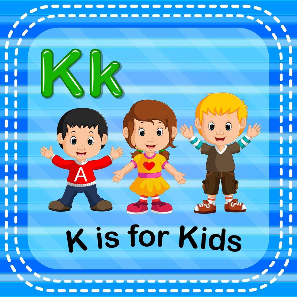 flashcard letra k es para niños vector