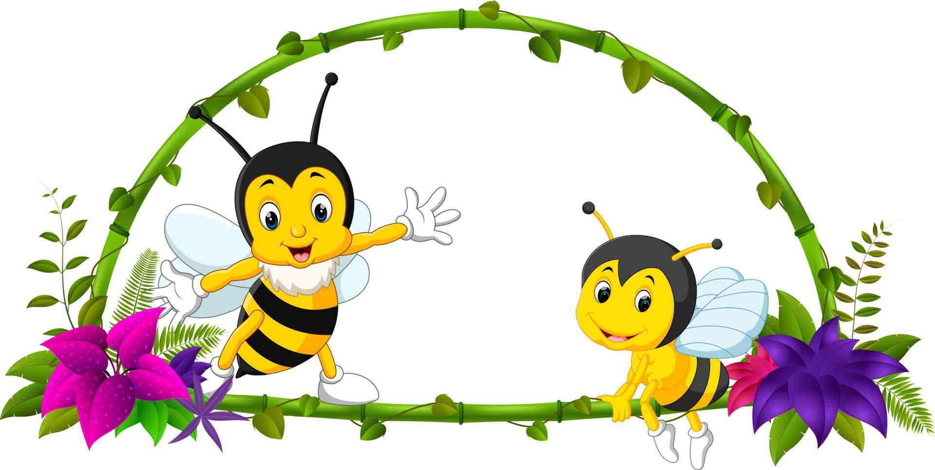 frame of bamboo and bee vector
